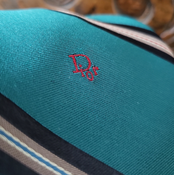 ⭐DIOR | Vintage Green Logo Striped Tie Spring Wedding Easter Graduation Party - Picture 16 of 16